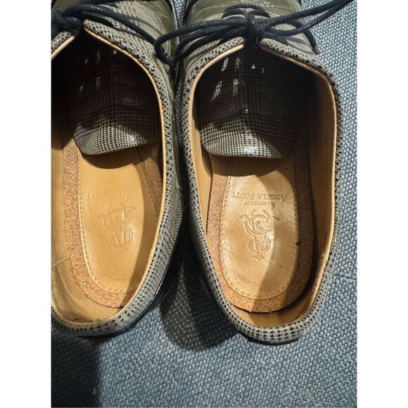 THE OFFICE OF ANGELA SCOTT Ms. Baker Khaki Glen Plaid Leather Women's Toe Cap Ox - Picture 4 of 10